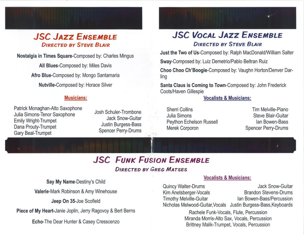 JSC Ensembles program - Fall 2015 (inside)