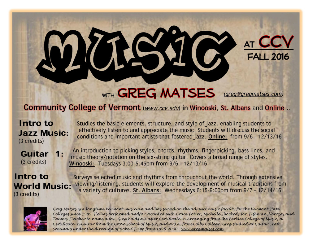 CCV - 3 courses (Jazz-Guitar 1-World Music) flyer